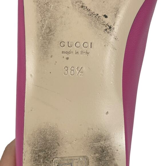 Gucci Horsebit Pointed Toe Mary Jane Ballet Flats Pink Size 38.5 - Picture 11 of 13